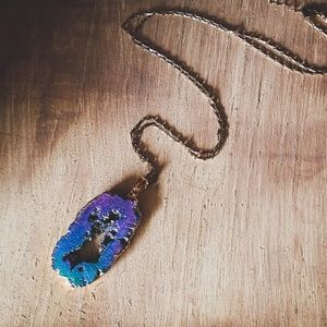 "Metallic Medley"- Rainbow Druzy Slice Necklace